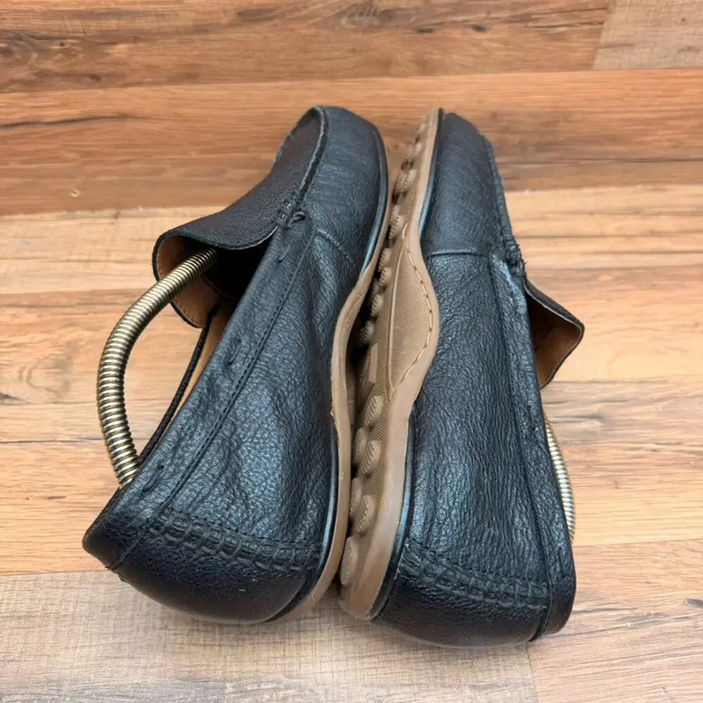 Fryer men size 10 Black leather Pebble Driving Loafers shoes
